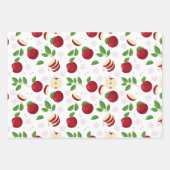 Rote Äpfel, Blüten und Grünmuster Geschenkpapier Set (Vorderseite 2)