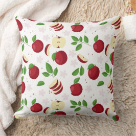 Rote Äpfel, Blüten und Grünmuster Kissen