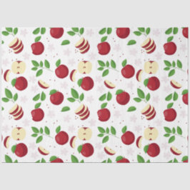 Rote Äpfel, Blüten und Grünmuster Seidenpapier