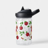 Rote Äpfel, Blüten und Grünmuster Trinkflasche (Links)