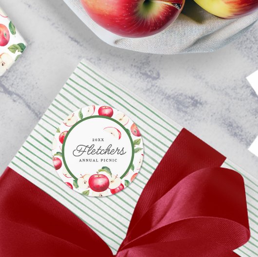 Rote Äpfel Botanische Sitte Runder Aufkleber