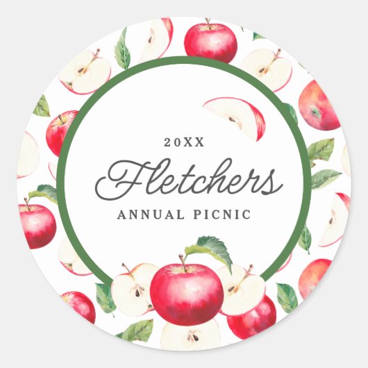 Rote Äpfel Botanische Sitte Runder Aufkleber (Vorderseite)