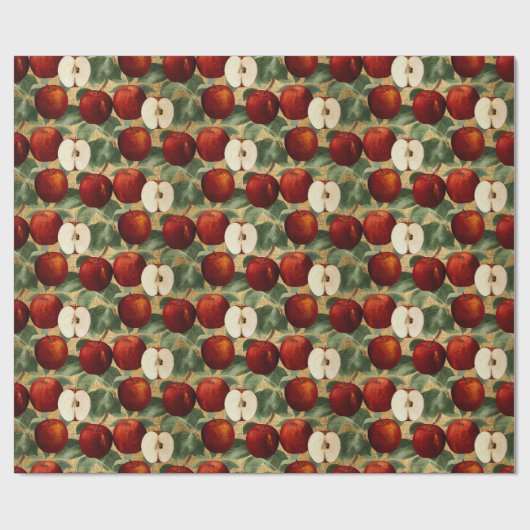Rote Äpfel Botanisches Alphabet Muster Geschenkpapier (Flach)