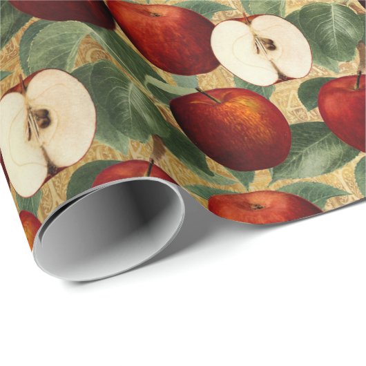 Rote Äpfel Botanisches Alphabet Muster Geschenkpapier (Rolleneckpunkt)