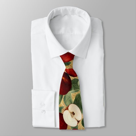 Rote Äpfel Botanisches Alphabet Muster Krawatte (Gebunden)
