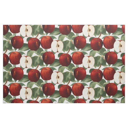 Rote Äpfel Botanisches Muster Stoff (Fat Quarter (45,7 x 55,9 cm))
