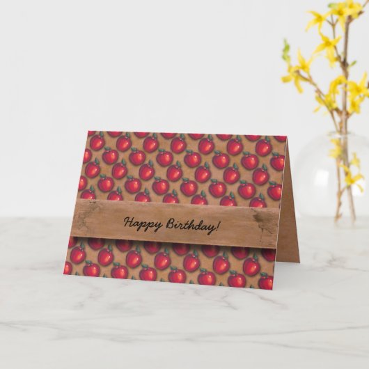 Rote Äpfel Brown Karte (Gelbe Blume)