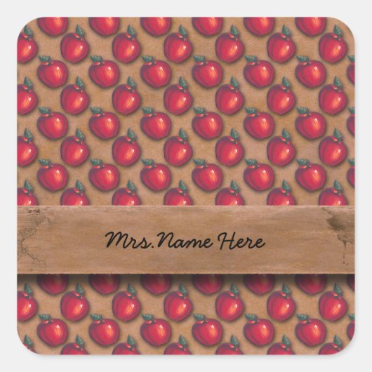 Rote Äpfel Brown Quadratischer Aufkleber (Vorderseite)