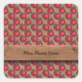 Rote Äpfel Brown Quadratischer Aufkleber