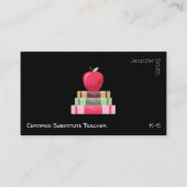 Rote Apfel-Bücher Moderner Tutor Schwarze Visitenk Visitenkarte (Vorderseite)