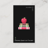 Rote Apfel-Bücher-Tutor-Vertikale-Schwarze Visiten Visitenkarte (Vorderseite)