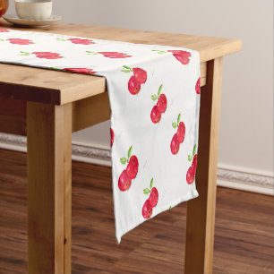 Rote Äpfel Früchte Gärtner Aquarell Essen Kurzer Tischläufer