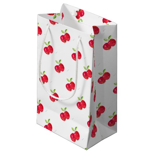 Rote Äpfel Fruchtiges Gemälde Gärtner Geschenk Kleine Geschenktüte (Vorderseite Schrägansicht)