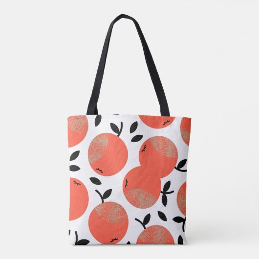 Rote Äpfel: Golden Textured Pattern. Tasche (Rückseite)