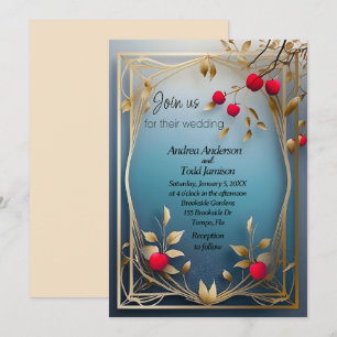 Rote Äpfel, goldene Blätter Hochzeit Einladung