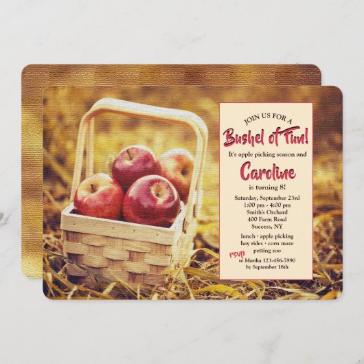 Rote Äpfel in einem Korb Einladung (Vorne/Hinten)