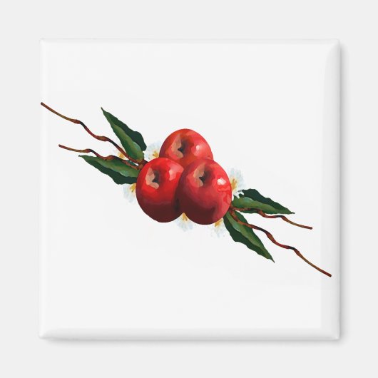 Rote Äpfel mit Aquarellfarbe Magnet (Vorne)