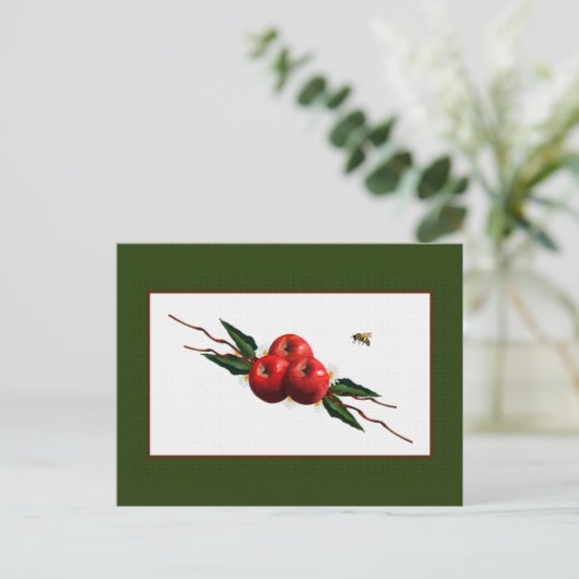 Rote Äpfel mit Aquarellfarbe Postkarte (Stehend Vorderseite)