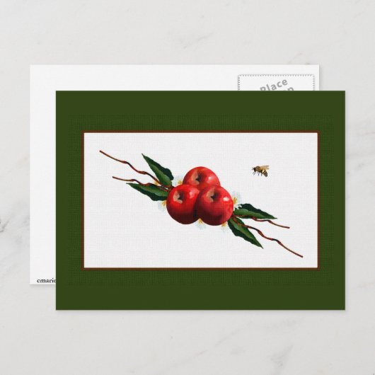 Rote Äpfel mit Aquarellfarbe Postkarte (Vorne/Hinten)