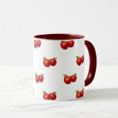 Rote Apfel-Muster-Kaffeetasse | Farmhouse-Frucht-T Tasse (VorderseiteRechts)