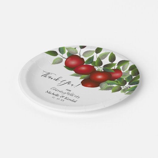 Rote Äpfel Obst | Vielen Dank Pappteller (Schrägansicht)