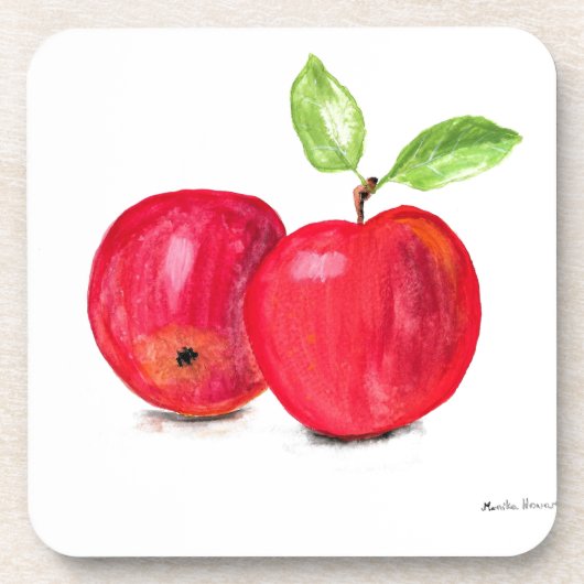 Rote Äpfel Obstdessert Gesunde Küche Untersetzer (Vorderseite)