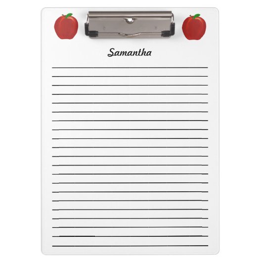 Rote Apfel-personalisierte gezeichnete Klemmbrett (Vorderseite)