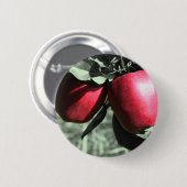 Rote Apfel-Schwarzweiss-Knopf Button (Vorne & Hinten)