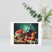 Rote Äpfel, Trauben, Wein, Postkarte (Stehend Vorderseite)