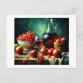 Rote Äpfel, Trauben, Wein, Postkarte (Vorderseite)
