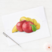 Rote Äpfel und Bananen Ovaler Aufkleber (Umschlag)