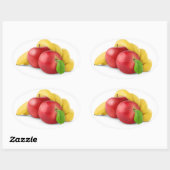 Rote Äpfel und Bananen Ovaler Aufkleber (Blatt)