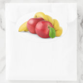 Rote Äpfel und Bananen Ovaler Aufkleber (Tasche)