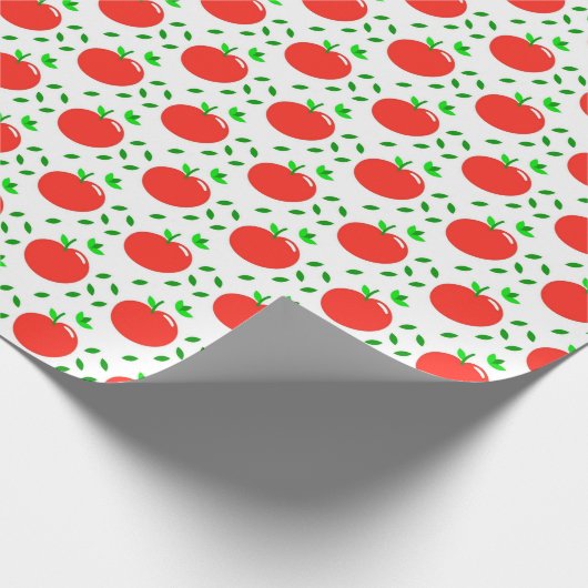 Rote Äpfel und grüne Blätter Geschenkpapier (Ecke)