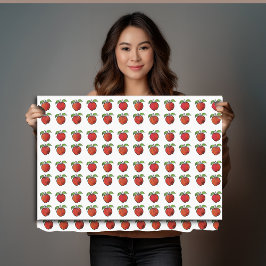 Rote Äpfel und grüne Blätter im Holzschnitt-Muster Seidenpapier