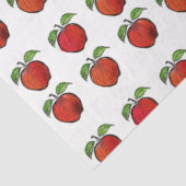 Rote Äpfel und grüne Blätter im Holzschnitt-Muster Seidenpapier (Ausschnitt)