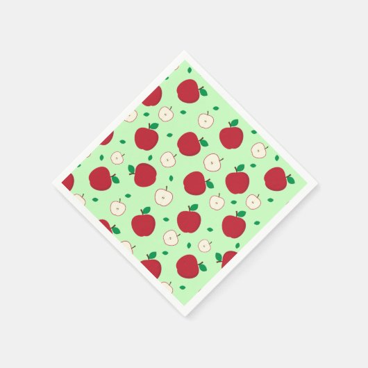 Rote Äpfel und halbierte Äpfel Napkins Serviette (Ecke)