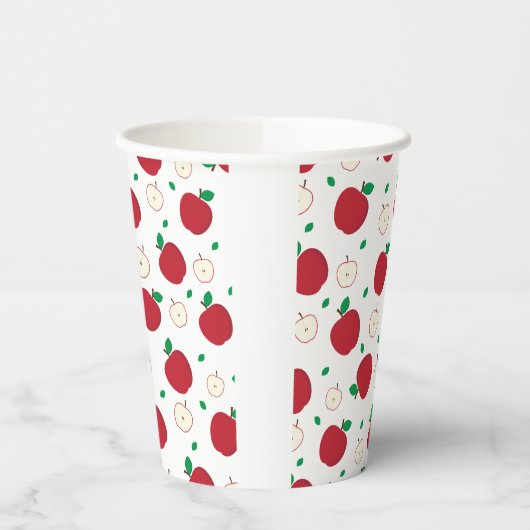 Rote Äpfel und halbierte Äpfel Pappbecher (Links)