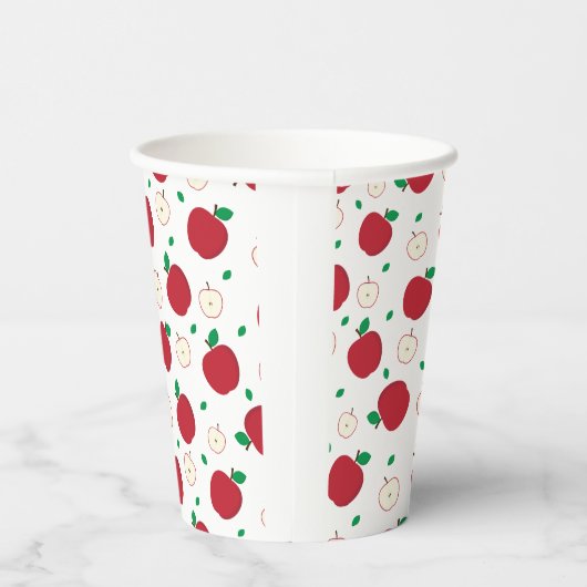 Rote Äpfel und halbierte Äpfel Pappbecher (Rechts)