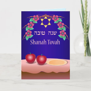 Rote Äpfel und Honig Shanah Tovah Karte