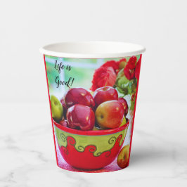 Rote Äpfel und Rose Das Leben ist ein guter Papier Pappbecher