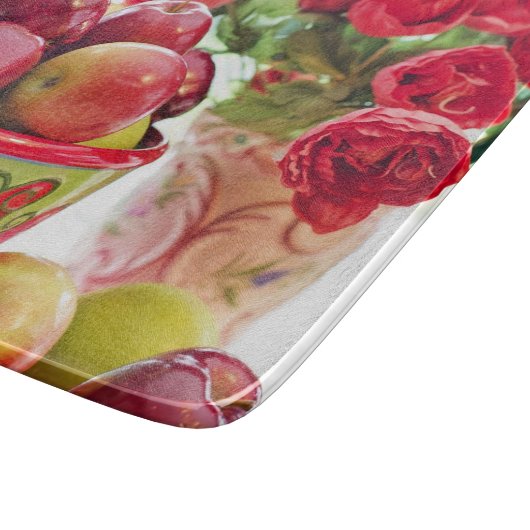 Rote Äpfel und Rose Das Leben ist gut Schneidebrett (Ecke)