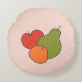 Rote Apfelbirne und Orange Frucht Wohngestaltung Rundes Kissen (Vorderseite)