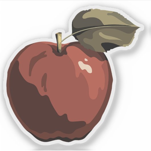 Rote Apfeldarstellung Aufkleber (Vorderseite)