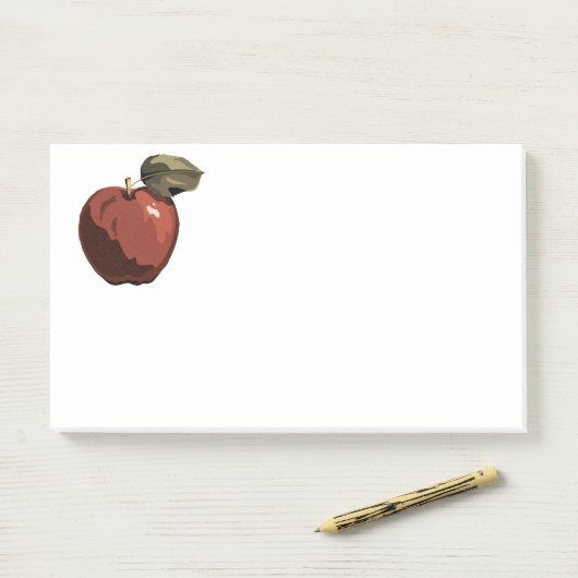 Rote Apfeldarstellung Post-it Klebezettel (Auf Schreibtisch)