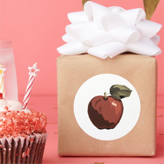 Rote Apfeldarstellung Runder Aufkleber (Party)