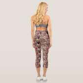Rote Apfelfrucht und Blätter Aquarell fallen Capri Leggings (Rückseite)