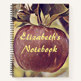 Rote Apfelfrucht und Blätter Aquarell fallen Notizblock