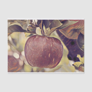 Rote Apfelfrucht und Blätter Aquarell fallen Seidenpapier