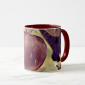 Rote Apfelfrucht und Blätter Aquarell fallen Tasse (VorderseiteRechts)